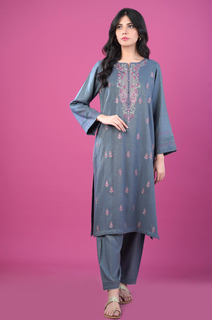 Stitched 2 Piece Embroidered Zari Acrylic Suit