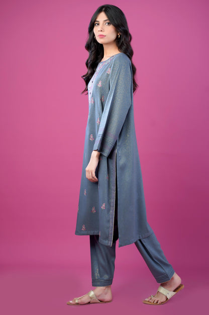 Stitched 2 Piece Embroidered Zari Acrylic Suit