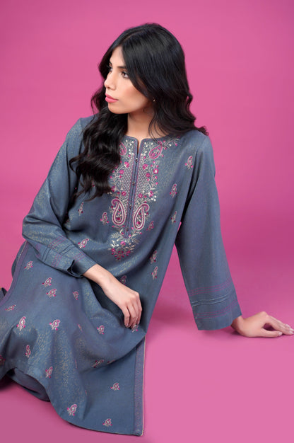 Stitched 2 Piece Embroidered Zari Acrylic Suit