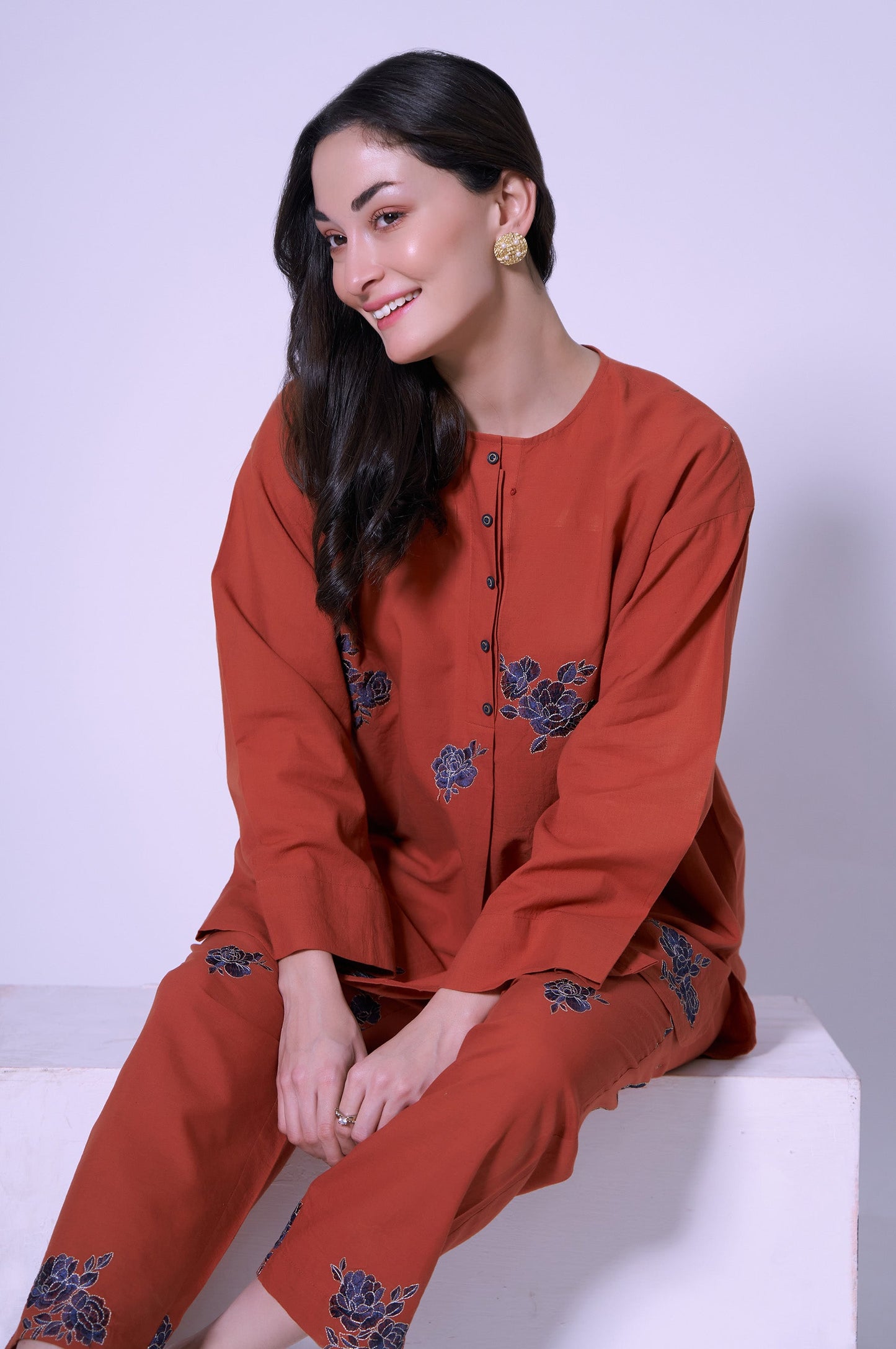 Stitched 2 Piece Cambric Co-ord Set