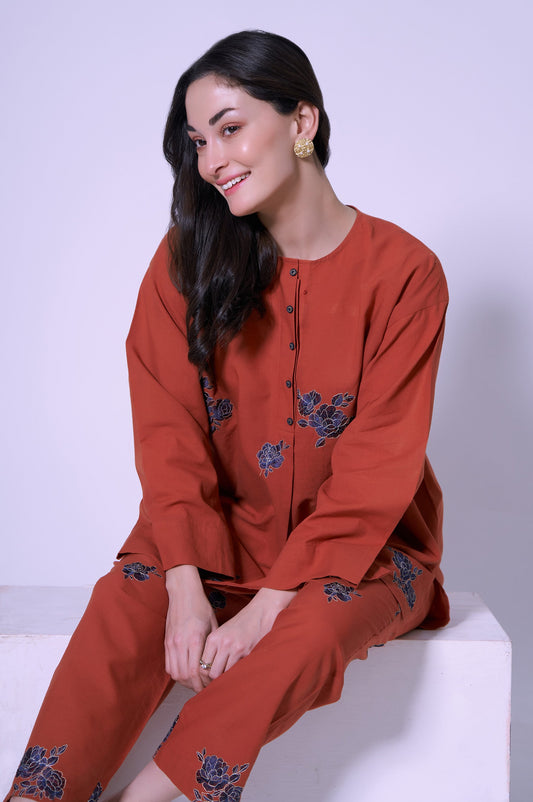 Stitched 2 Piece Cambric Co-ord Set