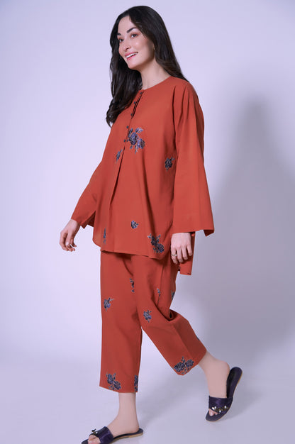 Stitched 2 Piece Cambric Co-ord Set