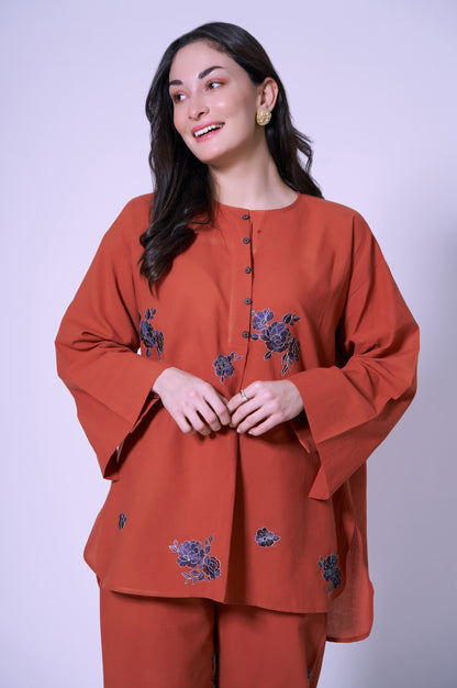 Stitched 2 Piece Cambric Co-ord Set