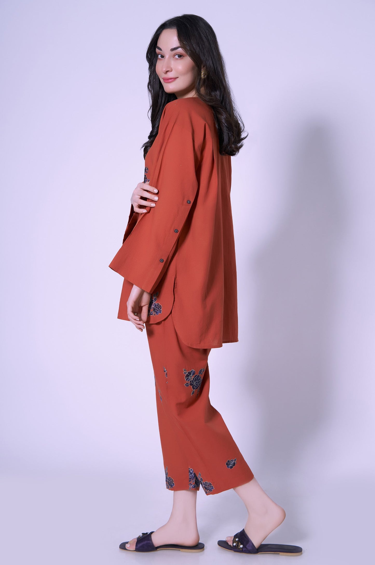 Stitched 2 Piece Cambric Co-ord Set