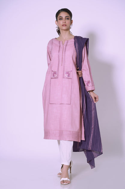 Stitched 2 piece Embroidered Slub Suit