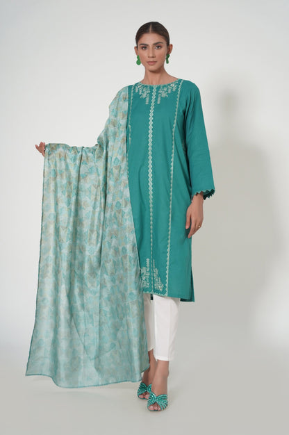 Stitched 2 Piece Cambric Embroidered Suit