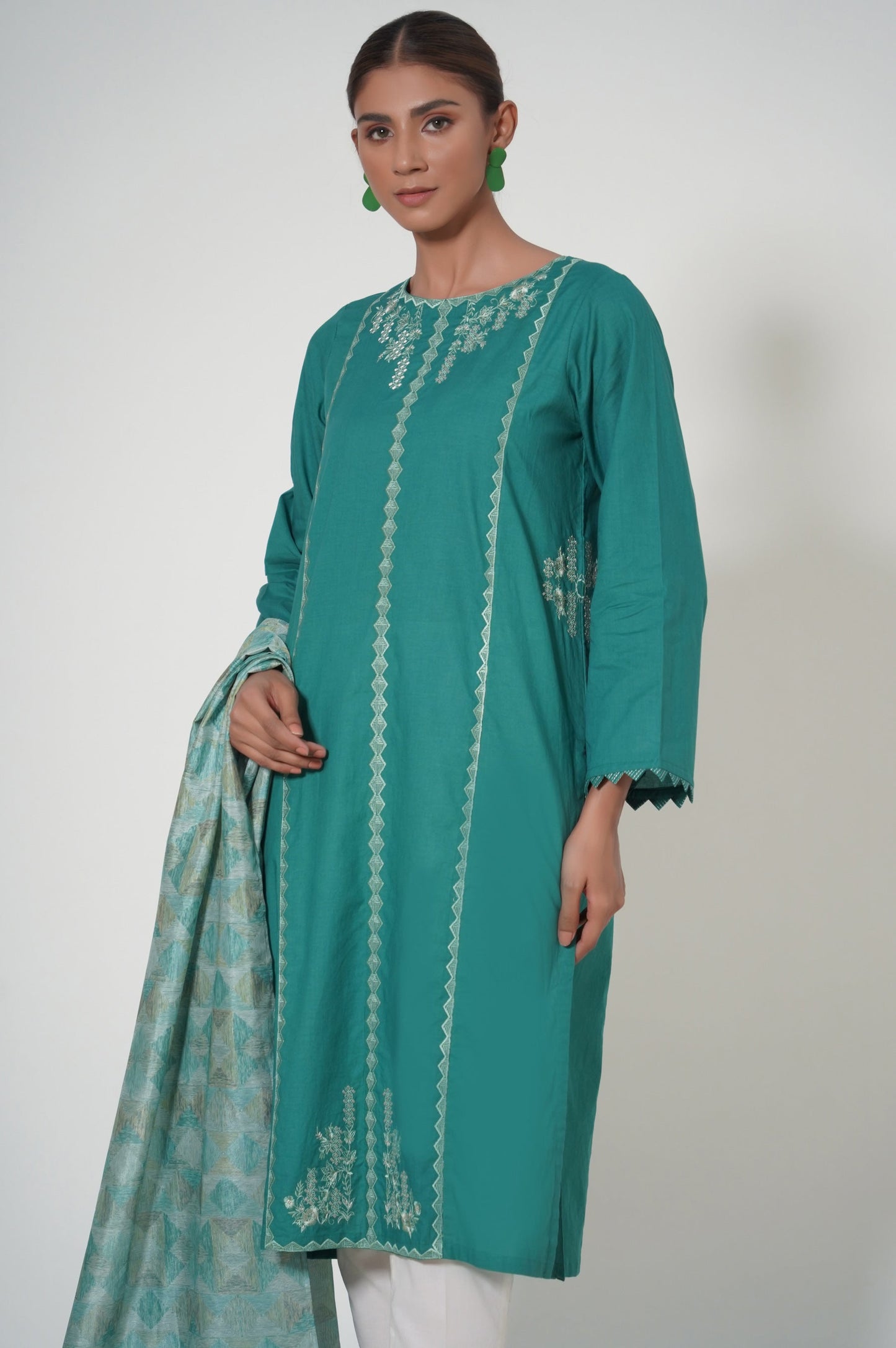 Stitched 2 Piece Cambric Embroidered Suit