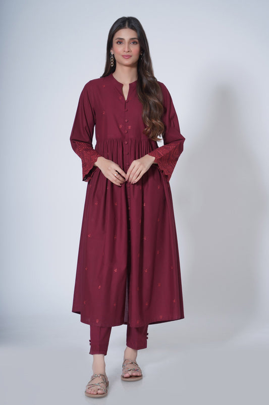 Stitched 2 Piece Embroidered Cambric Suit