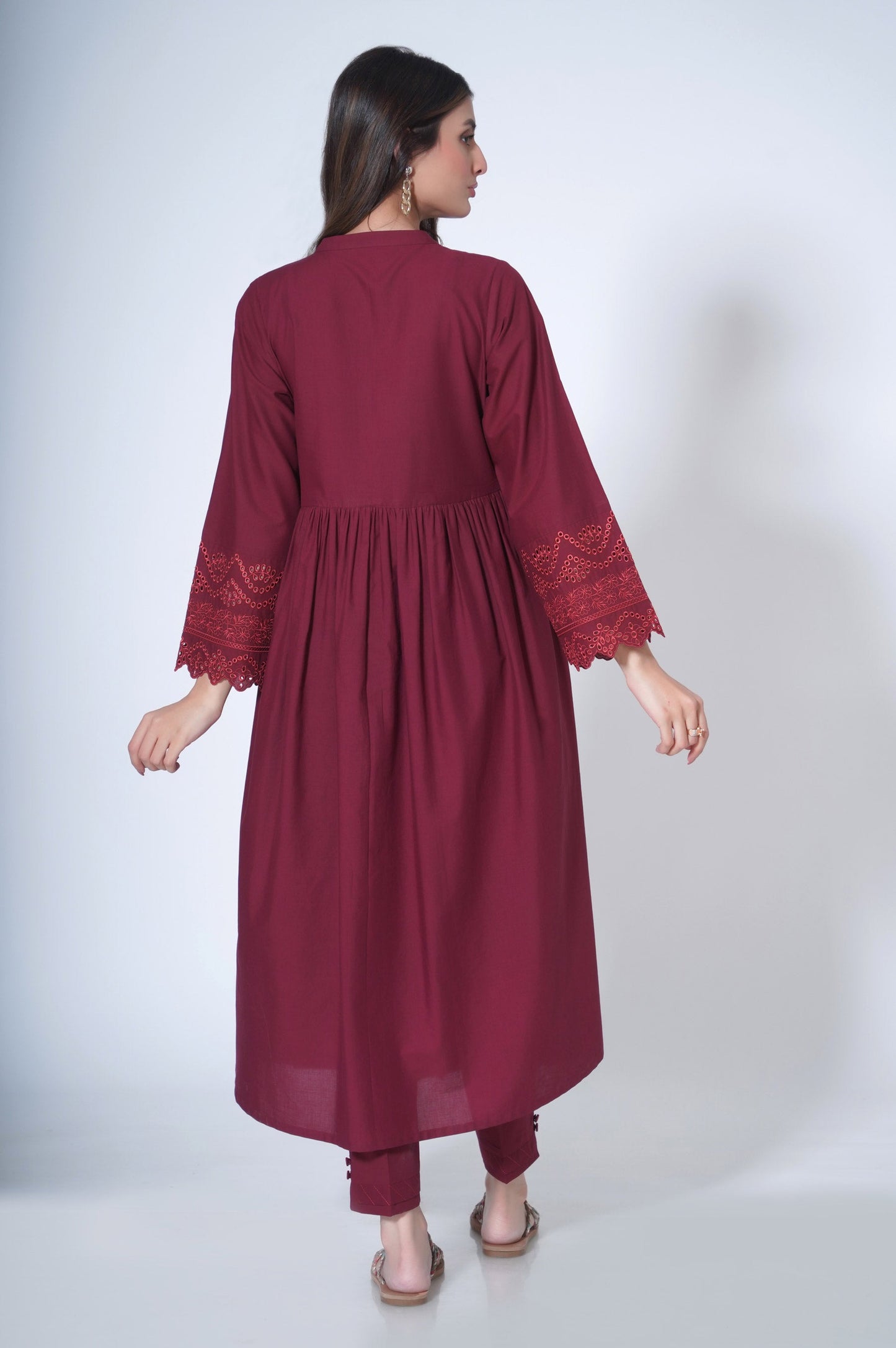 Stitched 2 Piece Embroidered Cambric Suit