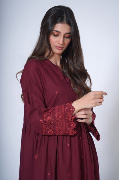 Stitched 2 Piece Embroidered Cambric Suit