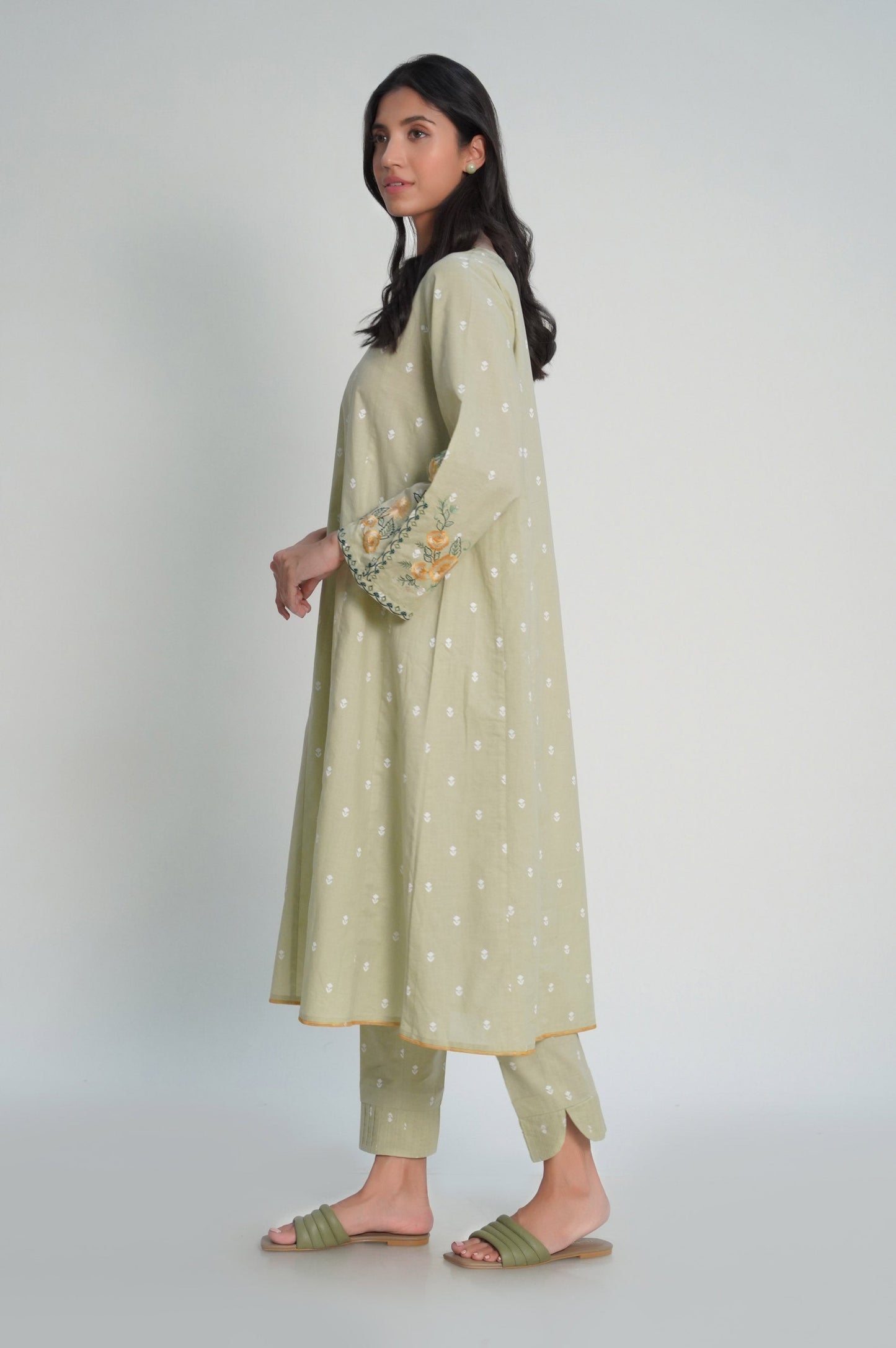 Stitched 2 Piece Embroidered Cambric Suit