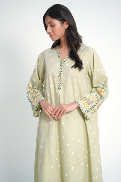 Stitched 2 Piece Embroidered Cambric Suit