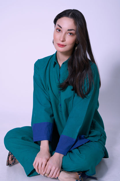 Stitched 2 Piece Cambric Co-ord Set