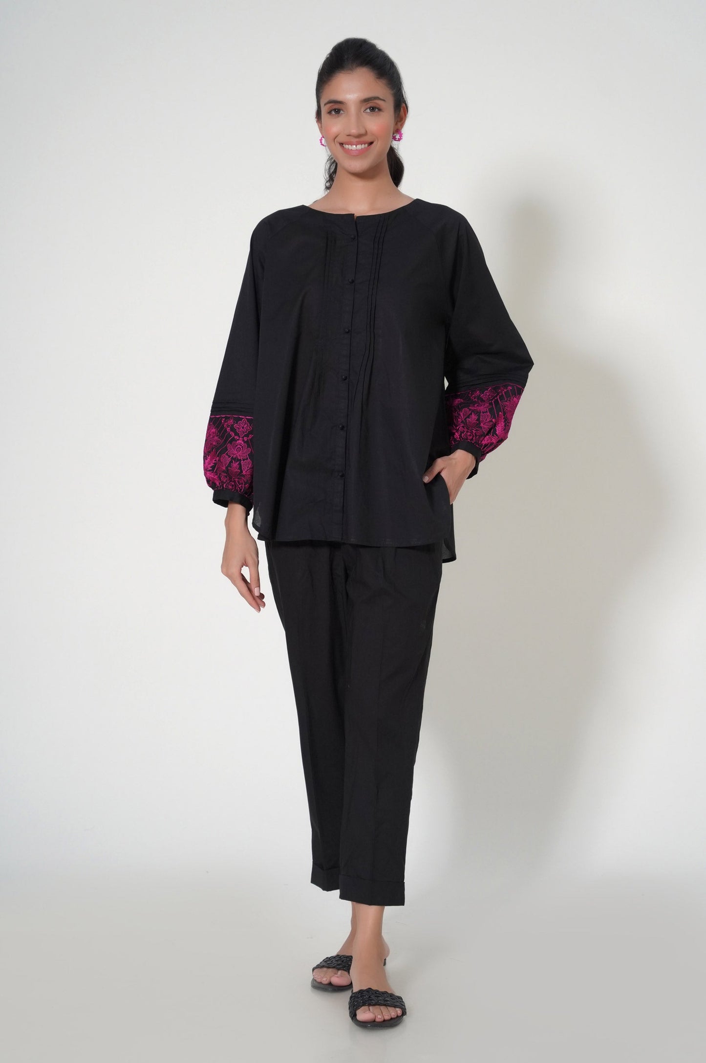 Stitched 2 Piece Cambric Co-ord Set