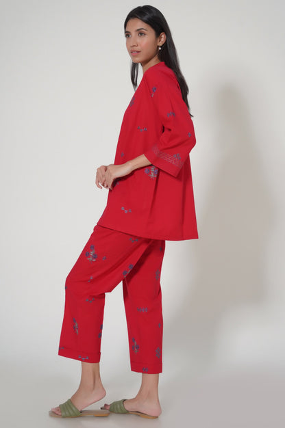 Stitched 2 Piece Cambric Co-ord Set