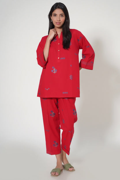 Stitched 2 Piece Cambric Co-ord Set