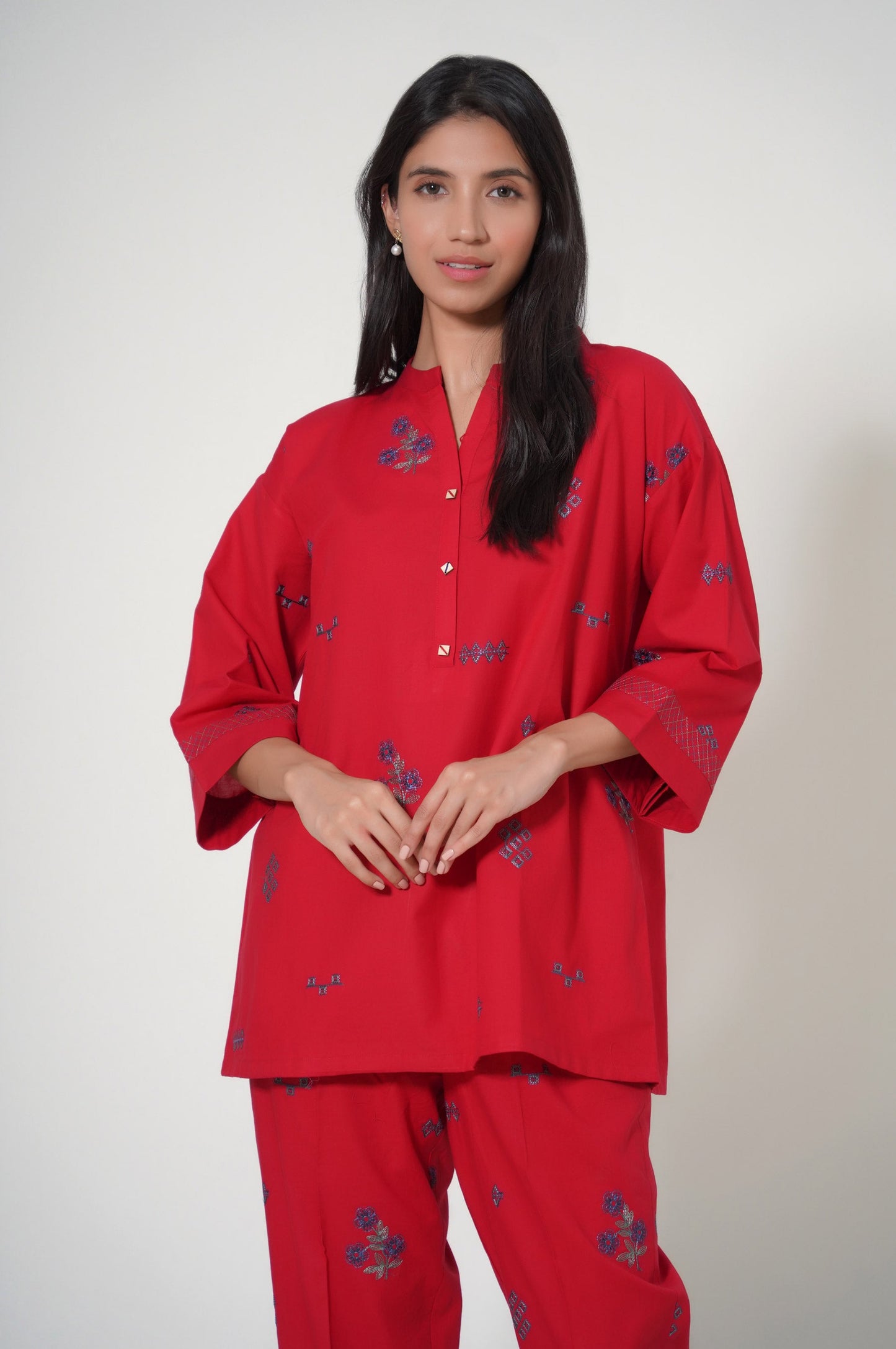 Stitched 2 Piece Cambric Co-ord Set