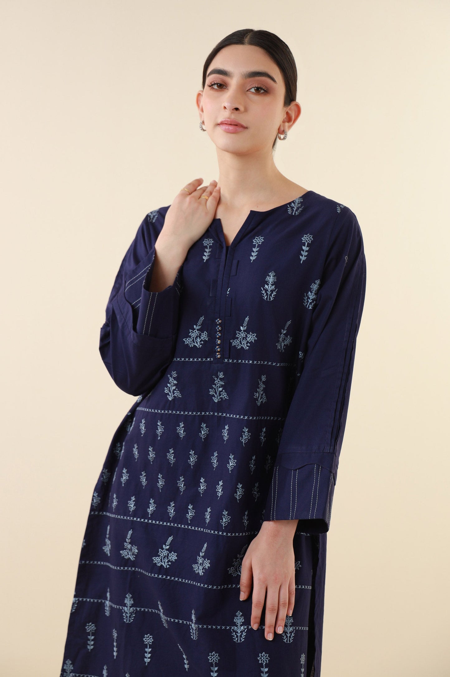 Stitched 2 Piece Embroidered Cambric Suit