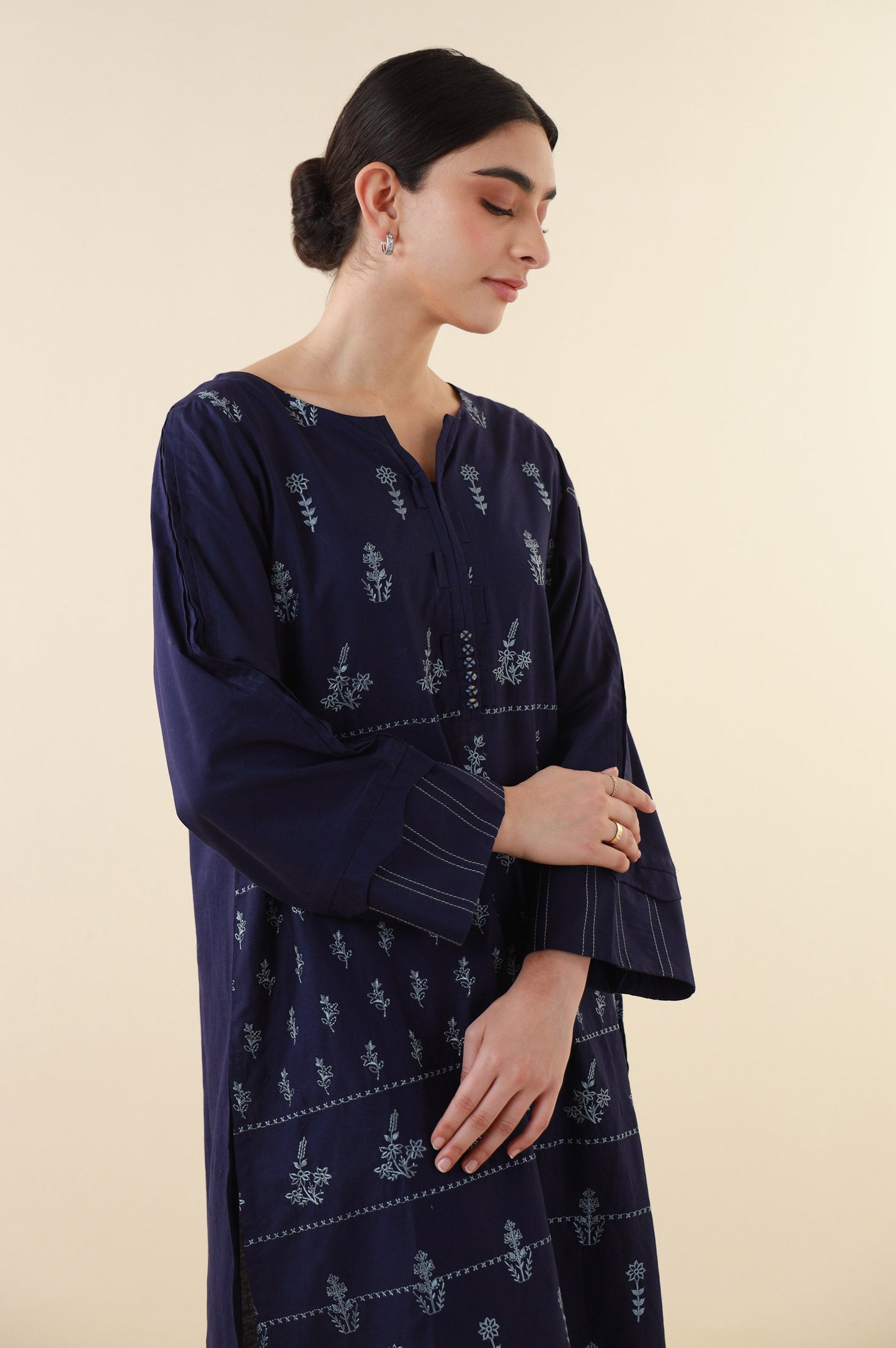 Stitched 2 Piece Embroidered Cambric Suit