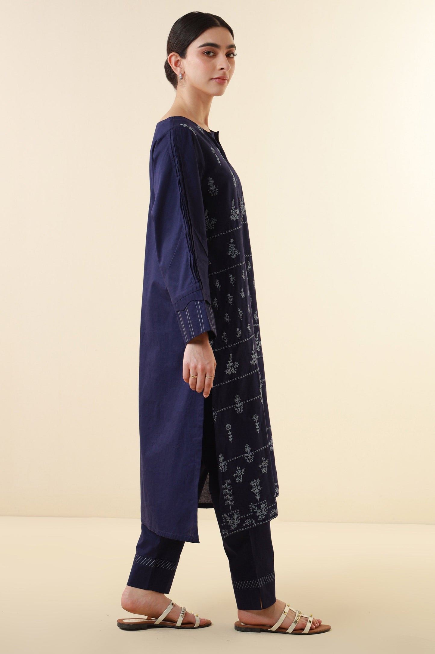 Stitched 2 Piece Embroidered Cambric Suit