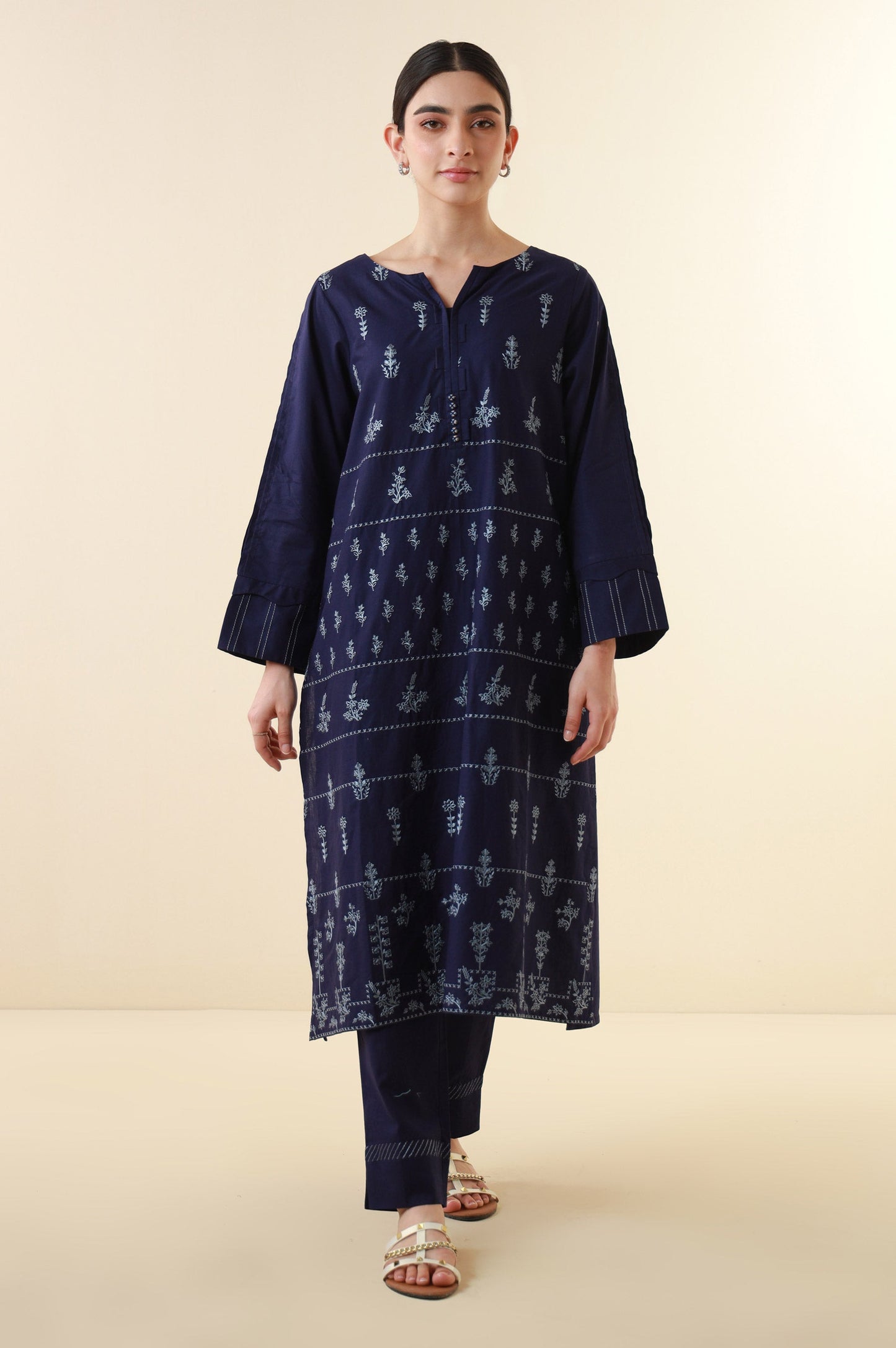 Stitched 2 Piece Embroidered Cambric Suit