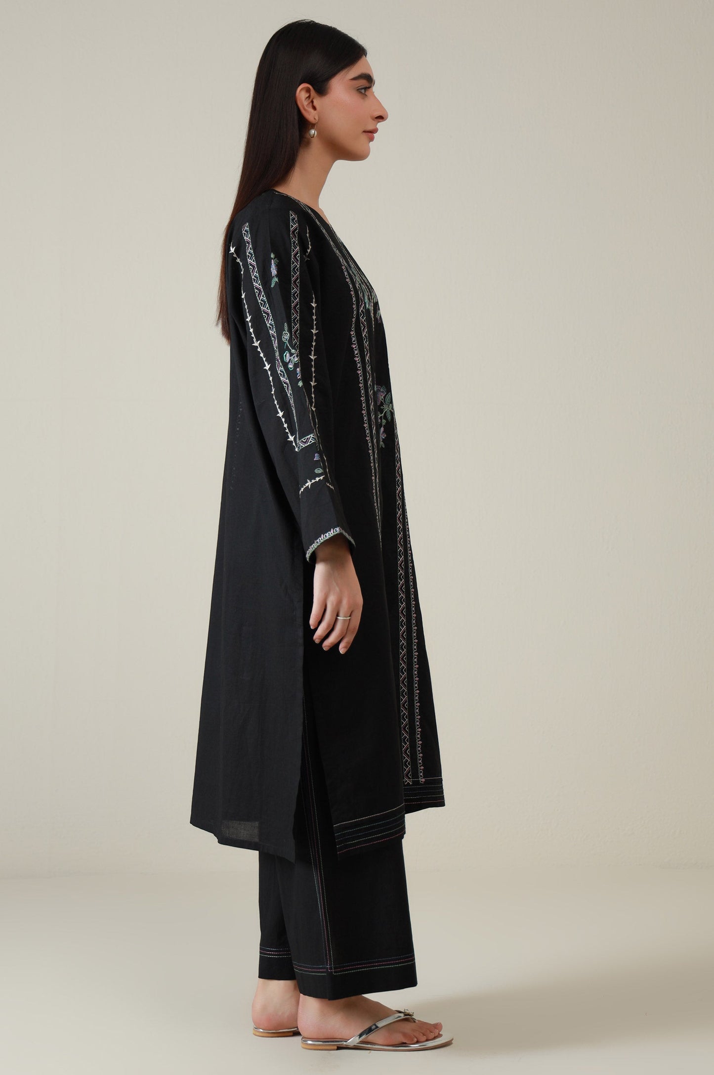 Stitched 2 Piece Embroidered Cambric Suit