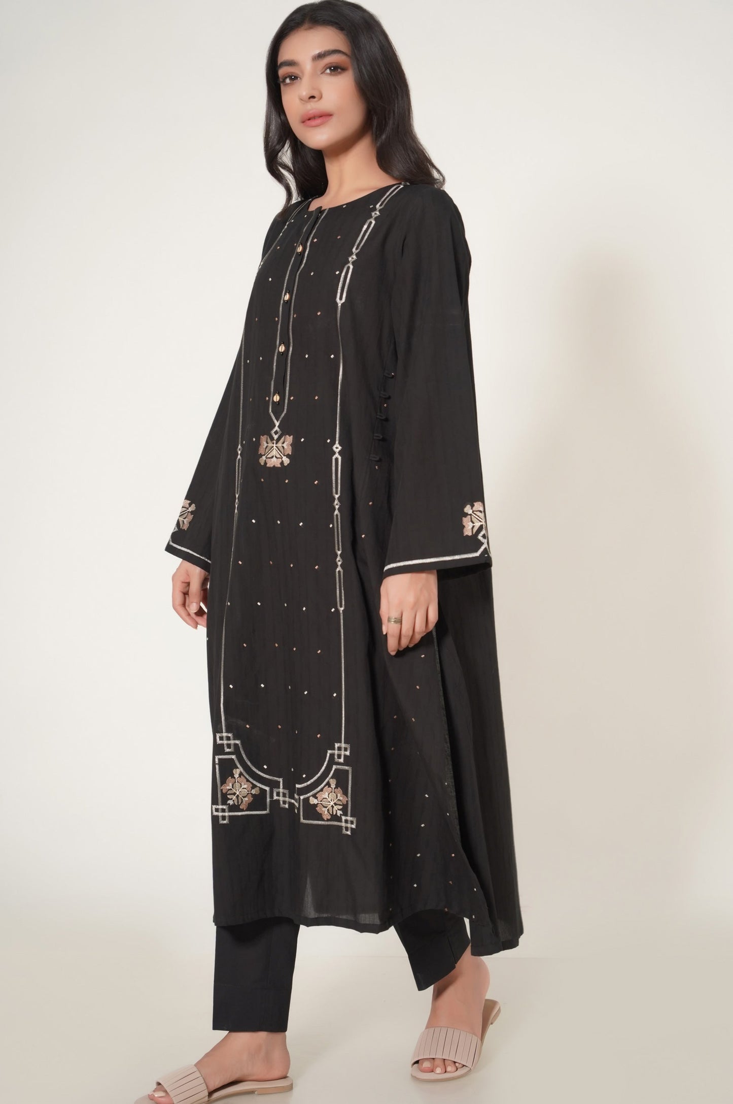 Stitched 2 Piece Dobby Embroidered Suit