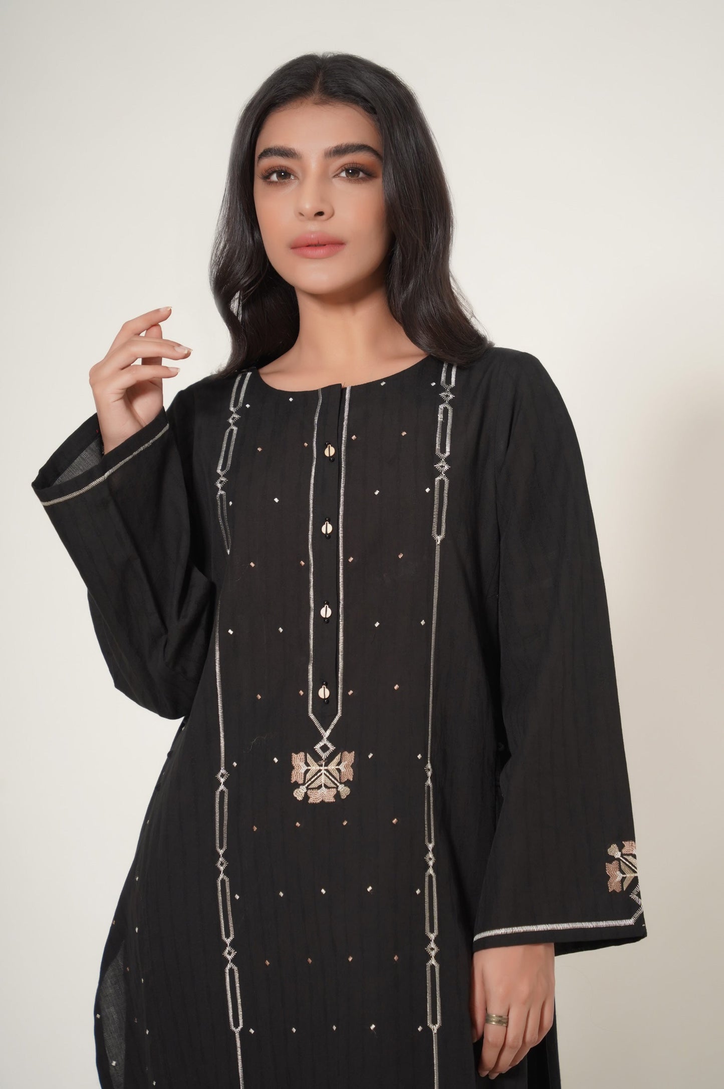 Stitched 2 Piece Dobby Embroidered Suit