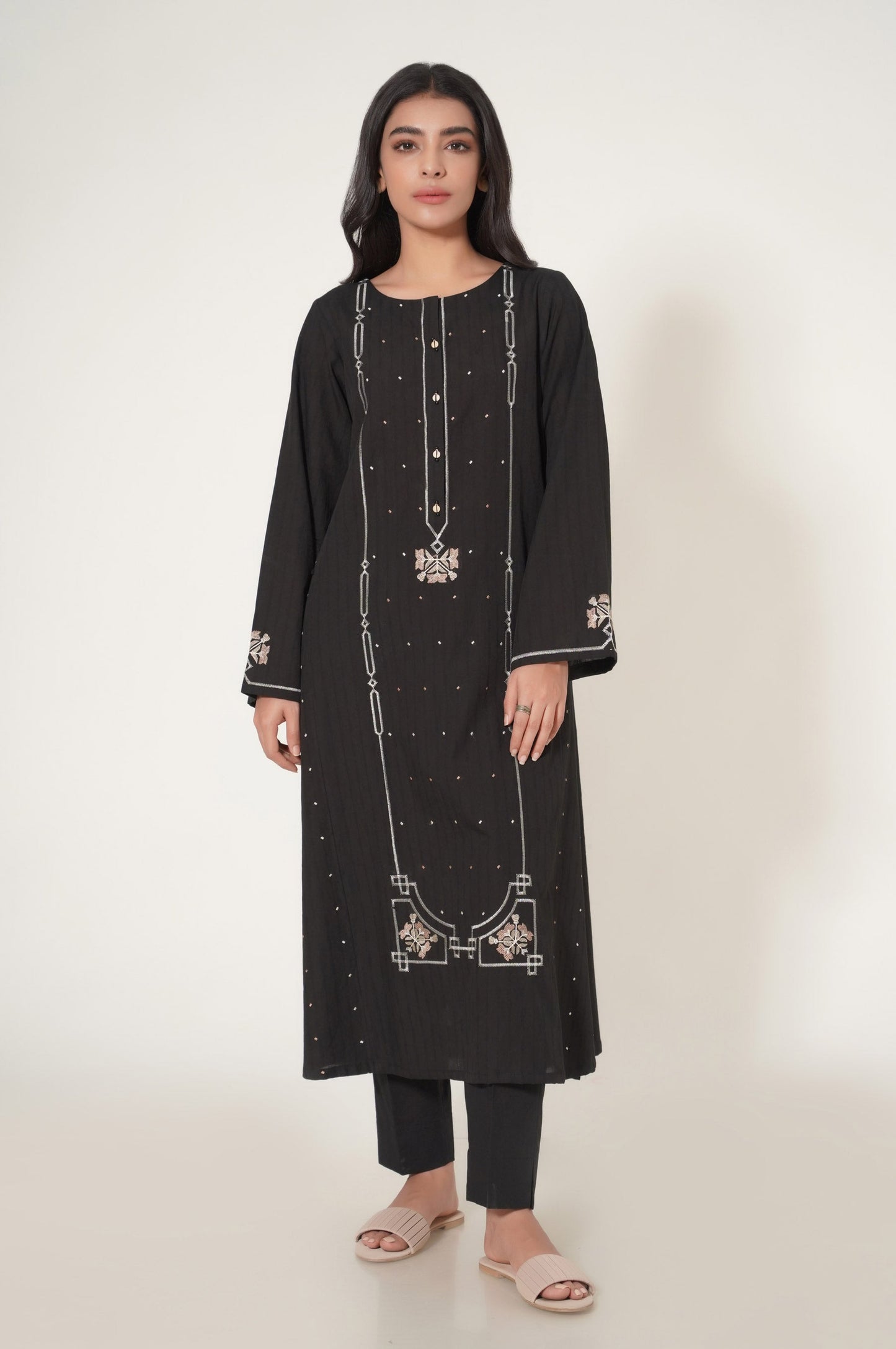 Stitched 2 Piece Dobby Embroidered Suit