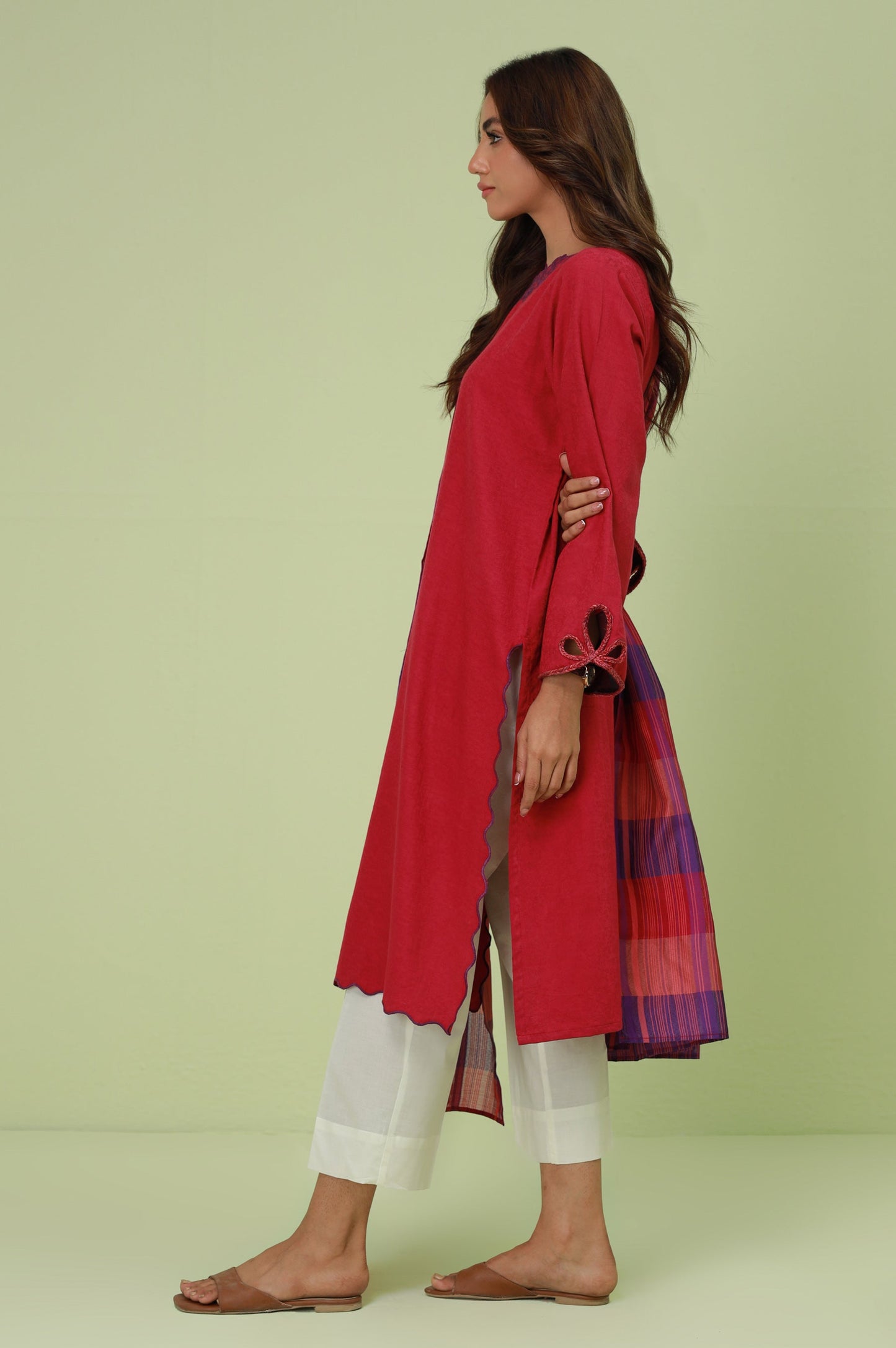 Stitched 2 Pc Embroidered Satin Jacquard Suit