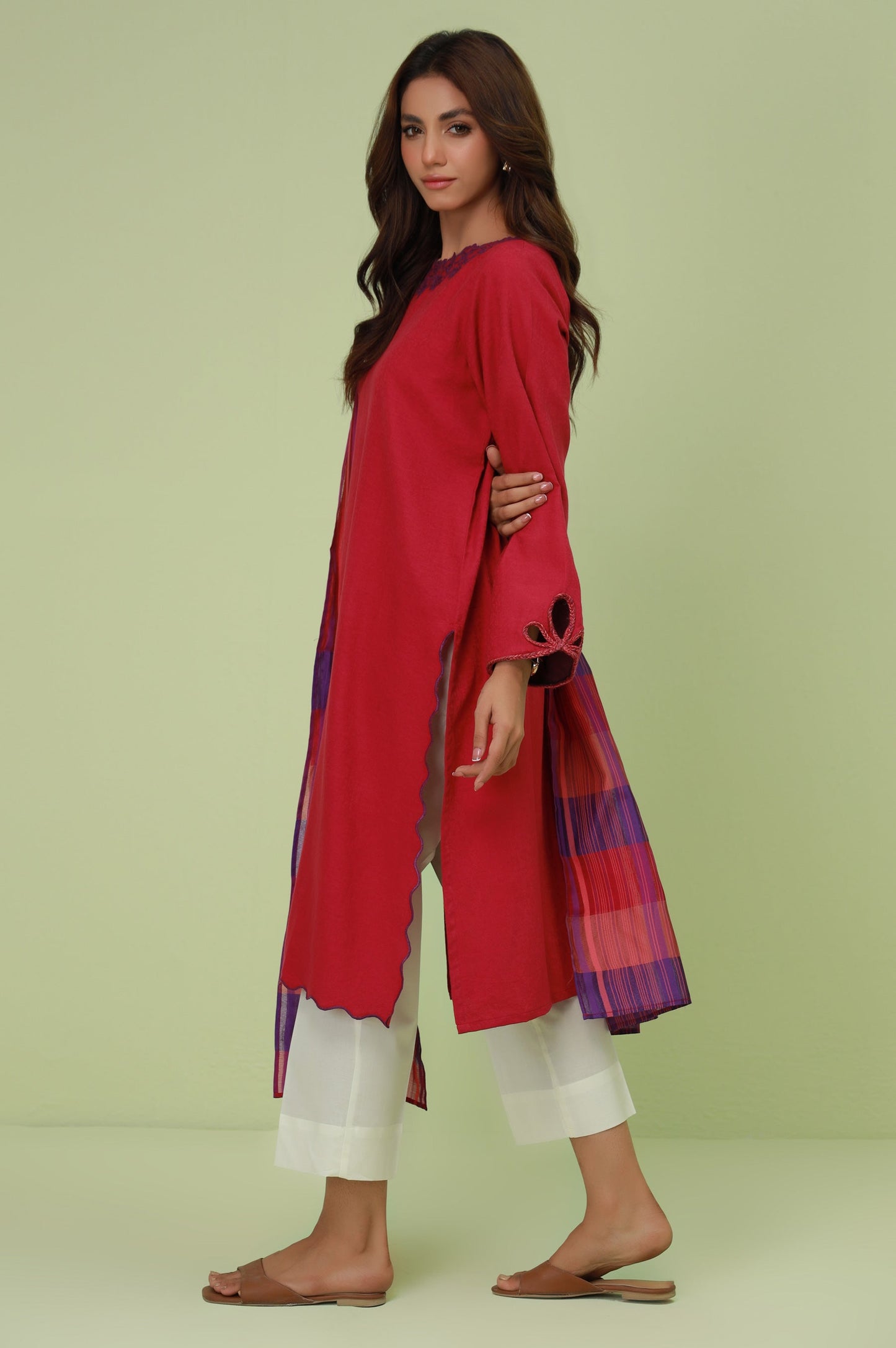 Stitched 2 Pc Embroidered Satin Jacquard Suit