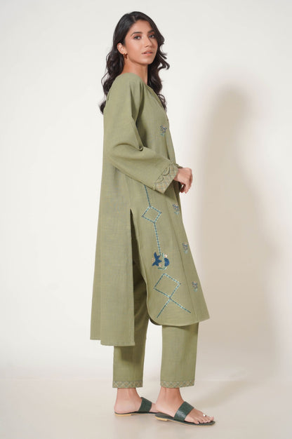 Stitched 2 Pc Embroidered Rustic Khaddar Suit