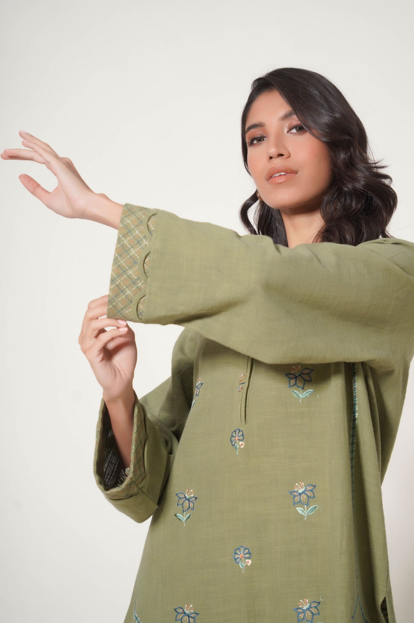 Stitched 2 Pc Embroidered Rustic Khaddar Suit