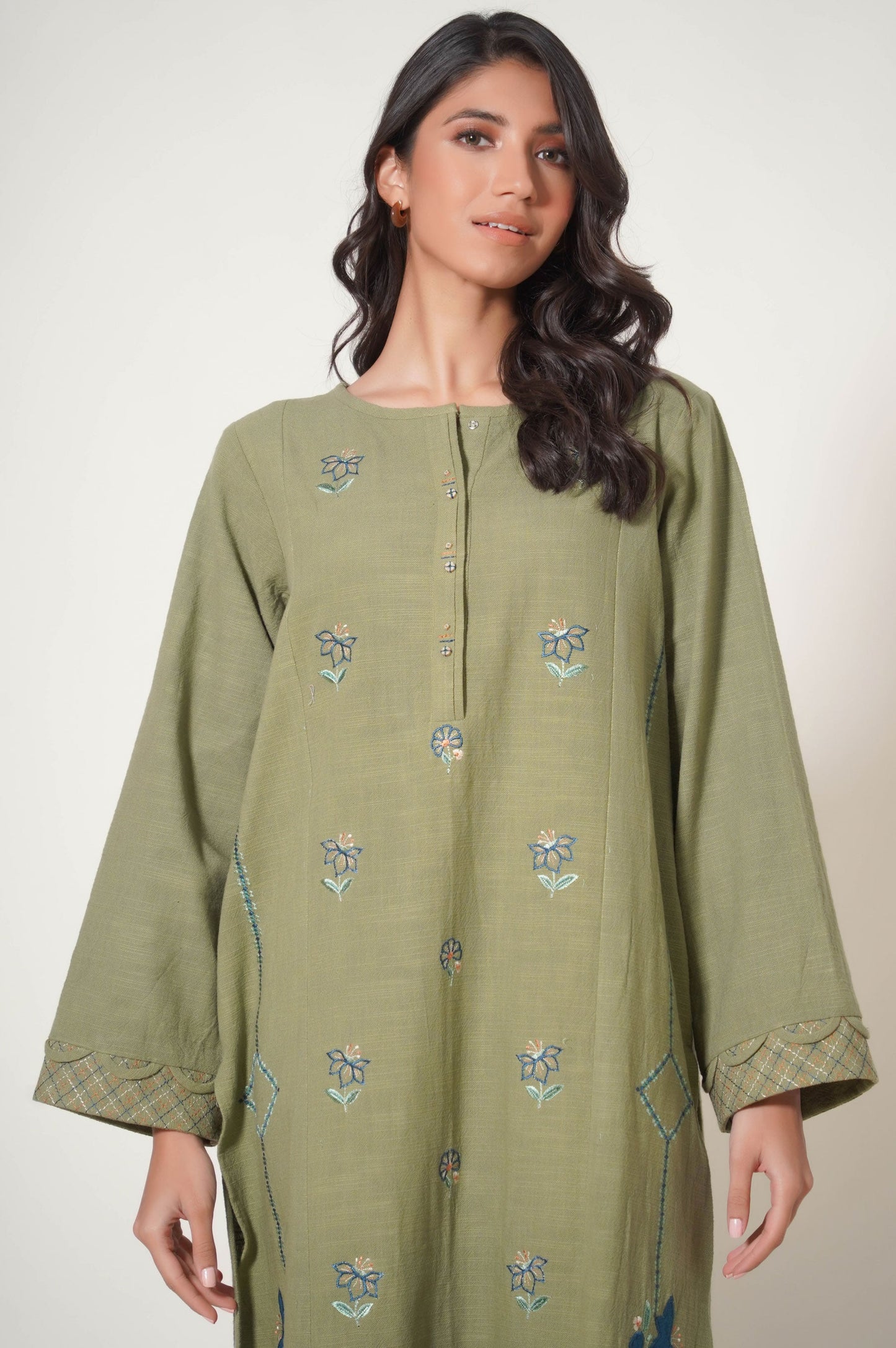 Stitched 2 Pc Embroidered Rustic Khaddar Suit