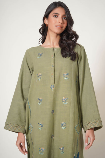 Stitched 2 Pc Embroidered Rustic Khaddar Suit