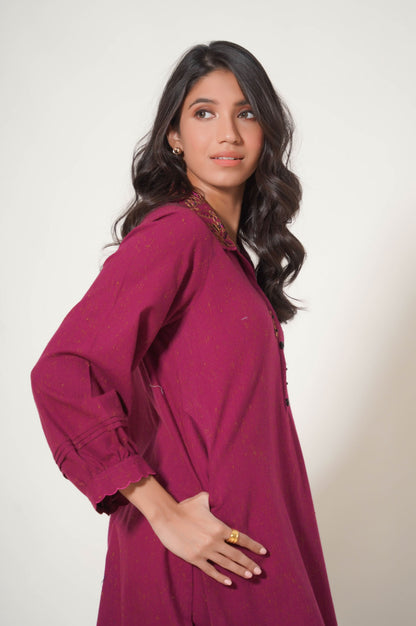 Stitched 2 Pc Embroidered Neps Khaddar Suit