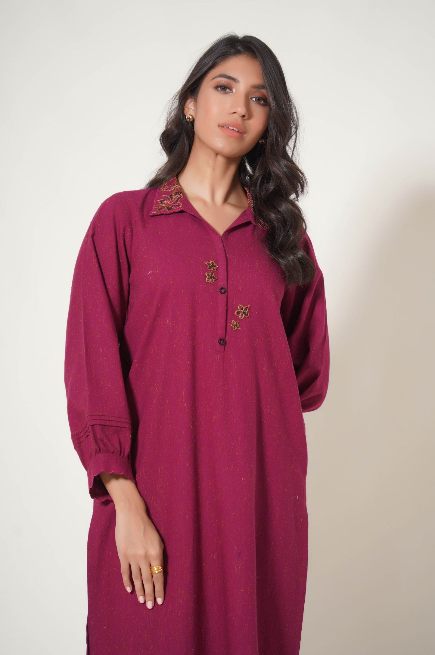 Stitched 2 Pc Embroidered Neps Khaddar Suit