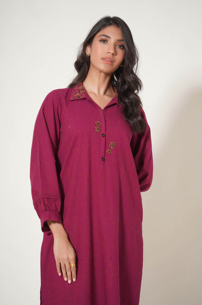 Stitched 2 Pc Embroidered Neps Khaddar Suit