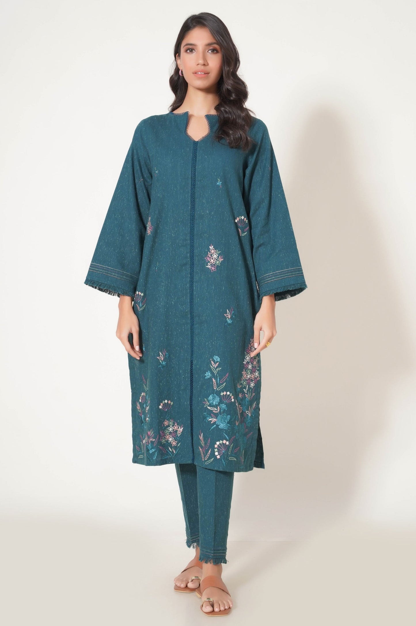 Stitched 2 Piece Embroidered Neps Khaddar Suit