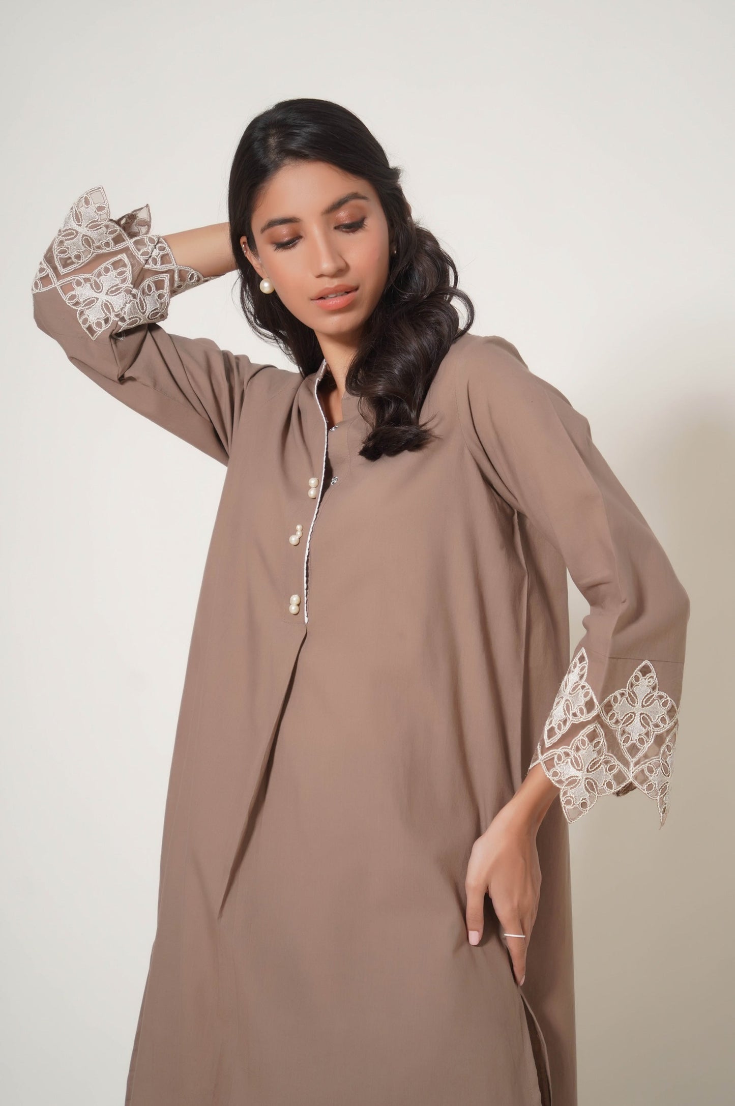 Stitched 2 Piece Embroidered Cambric Suit