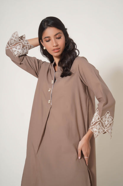 Stitched 2 Piece Embroidered Cambric Suit