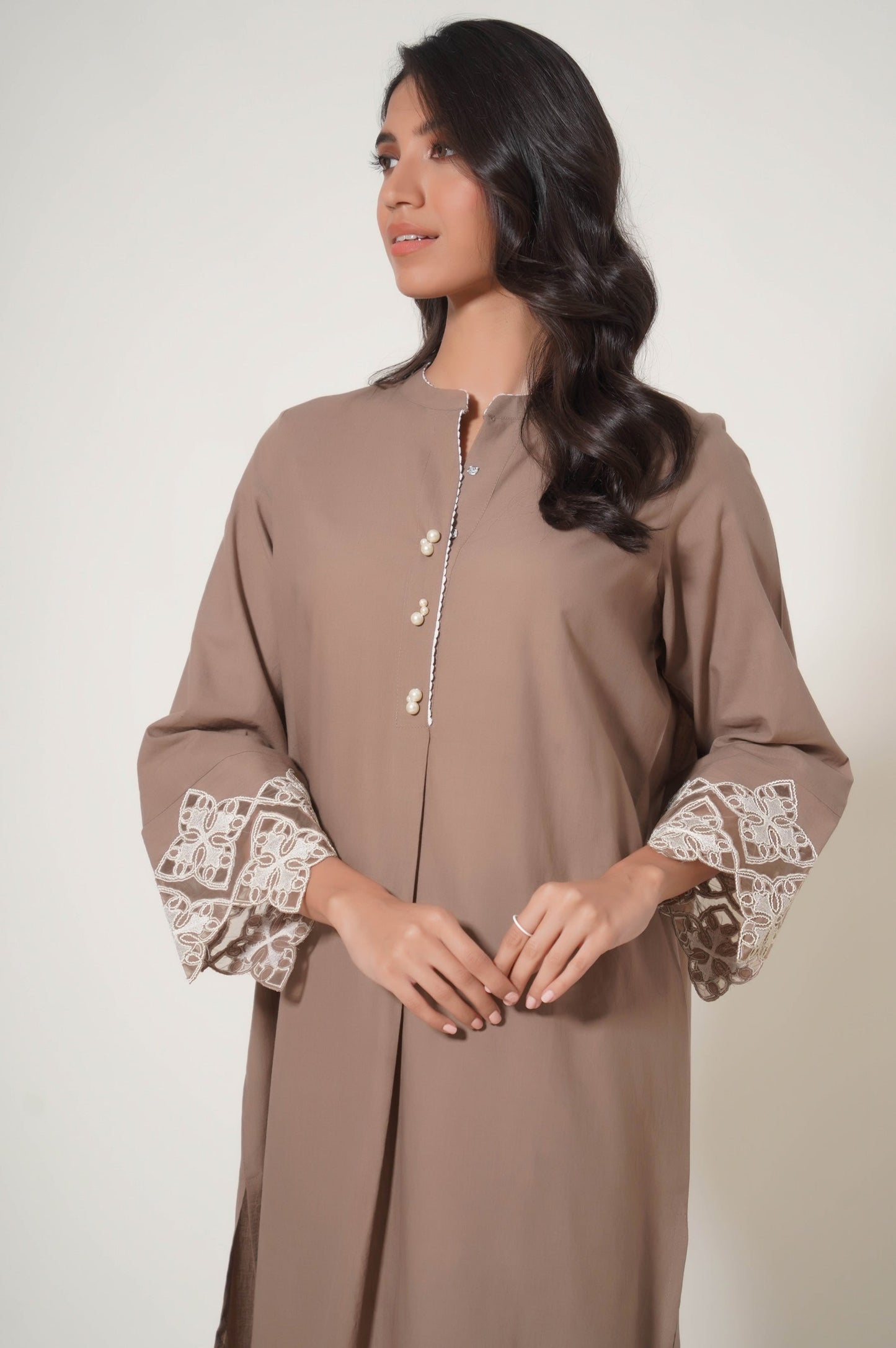 Stitched 2 Piece Embroidered Cambric Suit