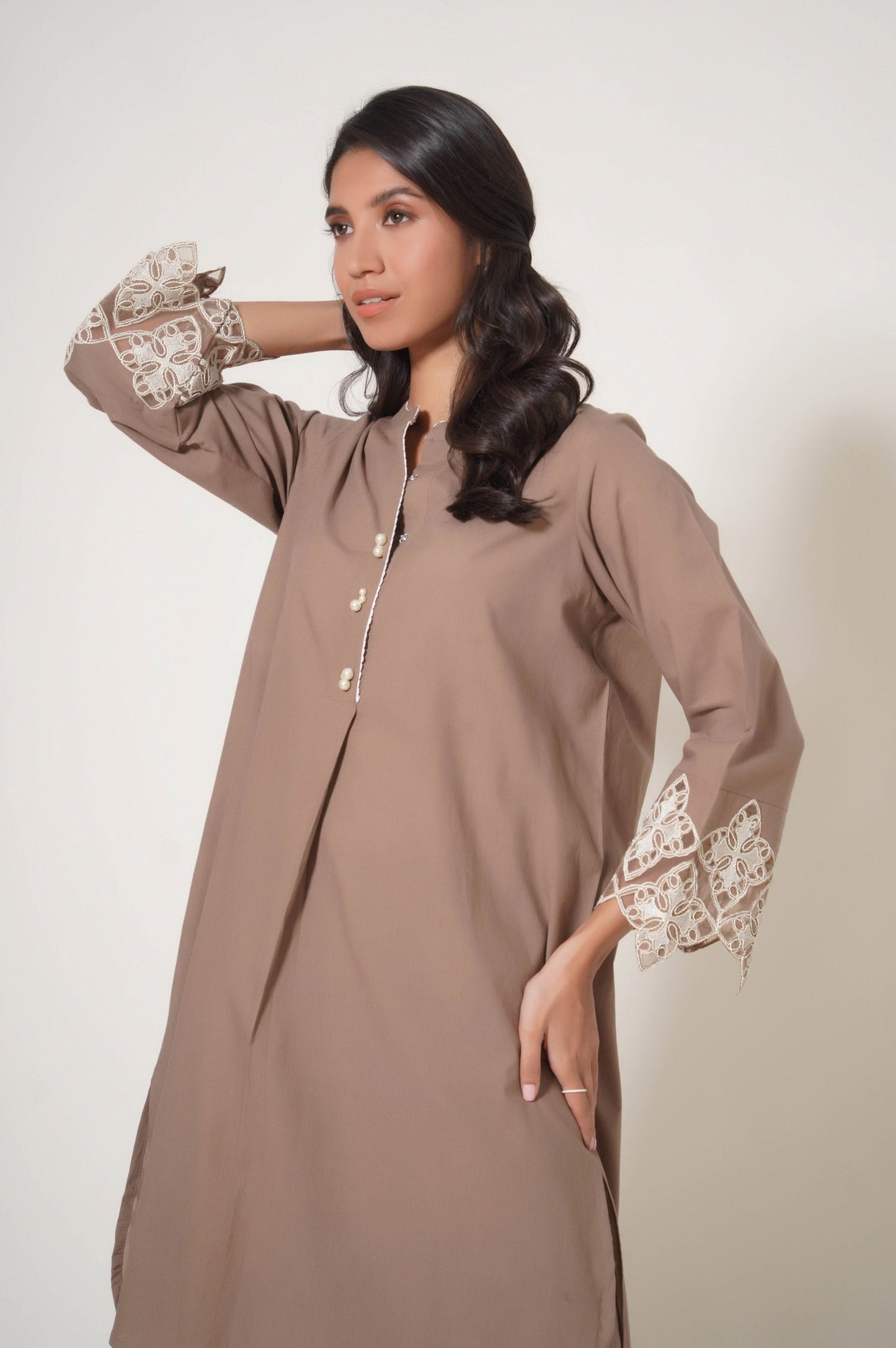 Stitched 2 Piece Embroidered Cambric Suit