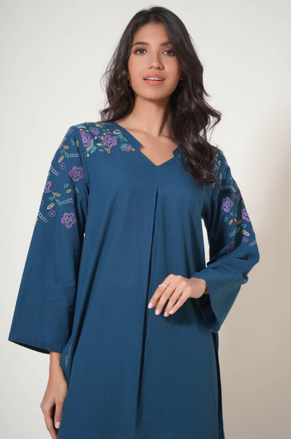 Stitched 2 Piece Embroidered Cambric Suit