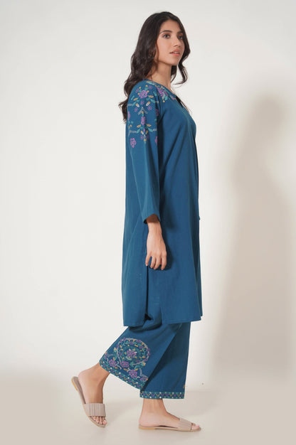 Stitched 2 Piece Embroidered Cambric Suit