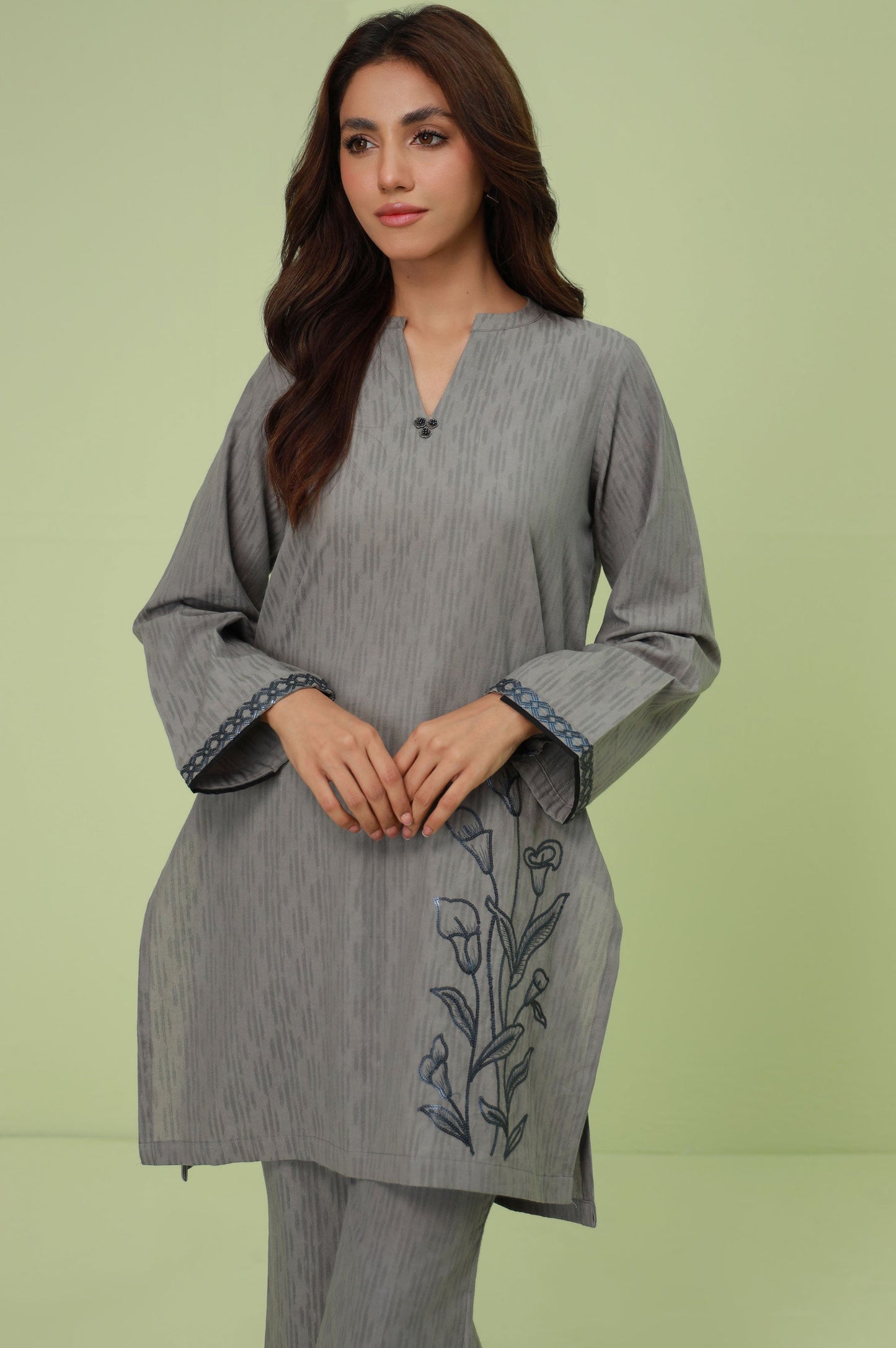 Stitched 2 Piece Embroidered Self-Jacquard Suit