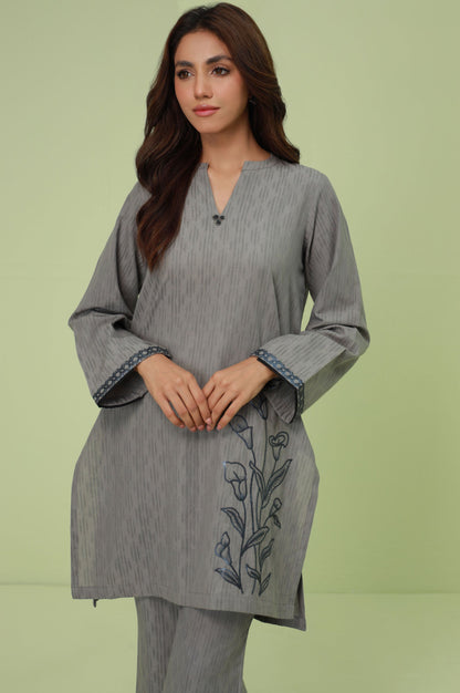 Stitched 2 Piece Embroidered Self-Jacquard Suit