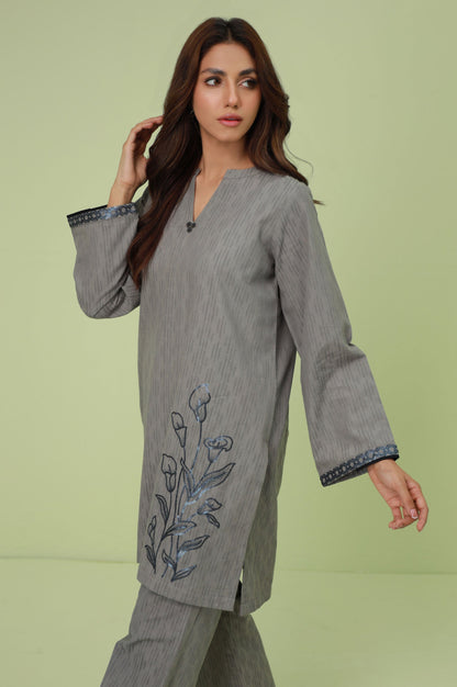 Stitched 2 Piece Embroidered Self-Jacquard Suit