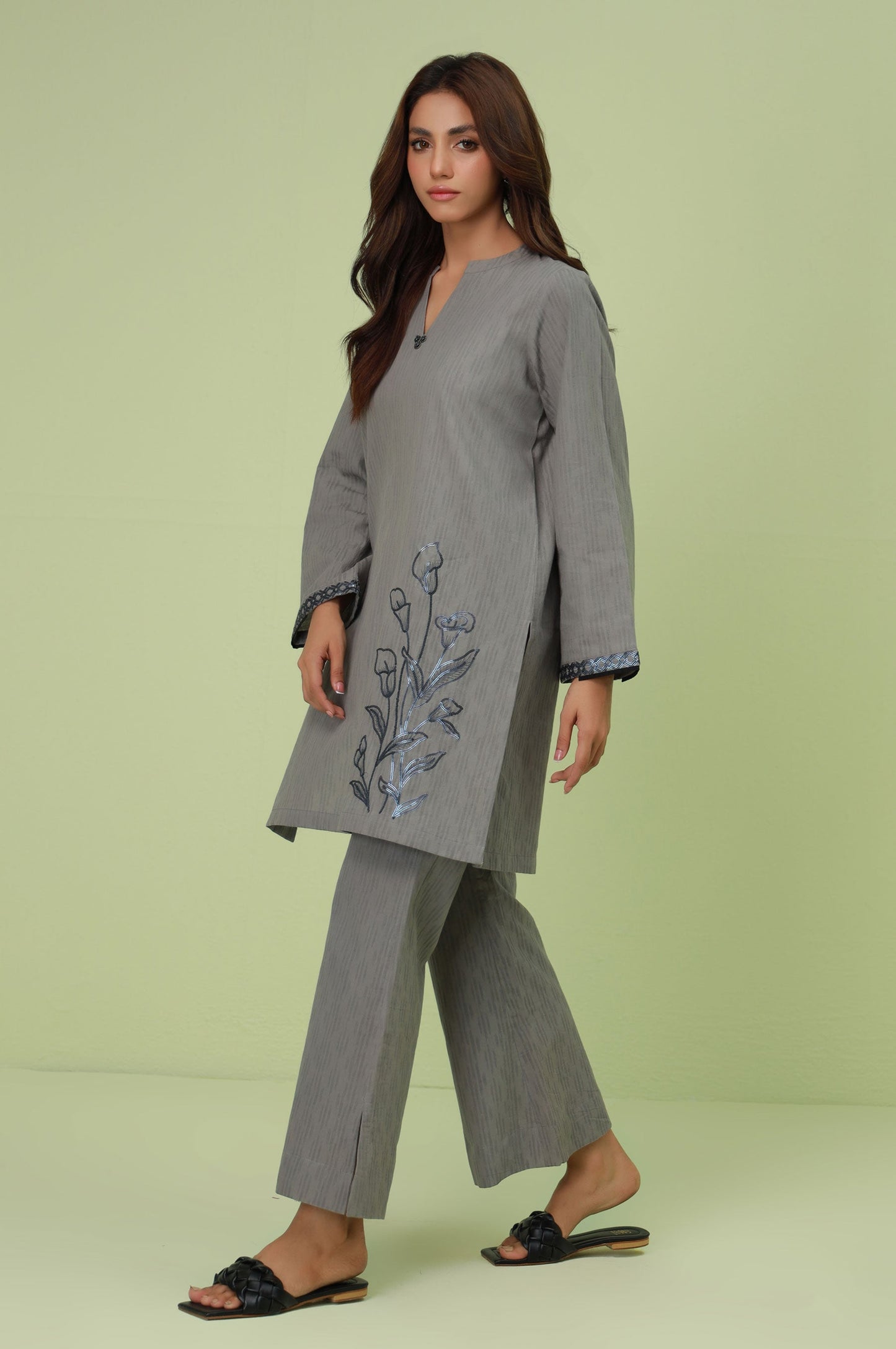 Stitched 2 Piece Embroidered Self-Jacquard Suit