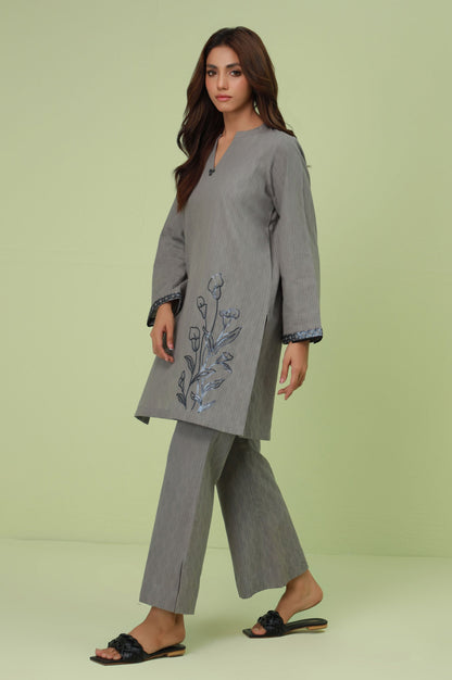 Stitched 2 Piece Embroidered Self-Jacquard Suit